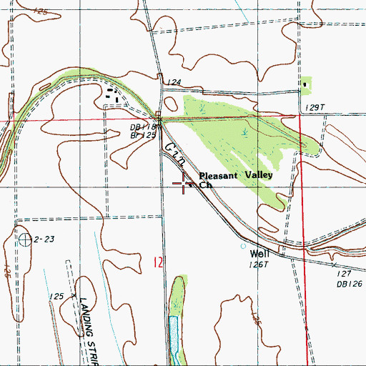Topographic Map of Pleasant Valley Church, MS