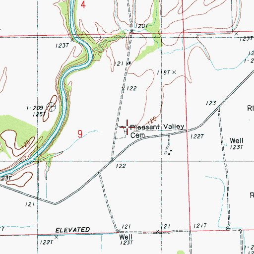 Topographic Map of Pleasant Valley Church, MS