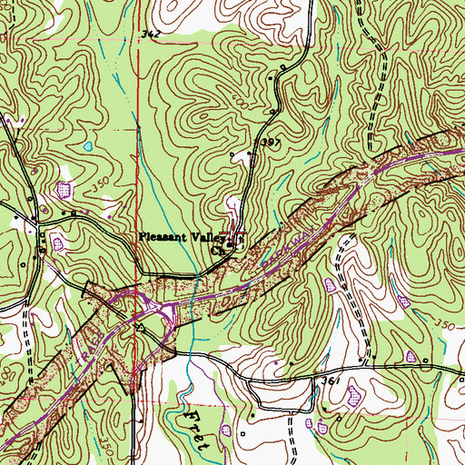 Topographic Map of Pleasant Valley Church, MS