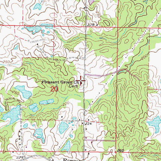 Topographic Map of Pleasant Grove Baptist Church, MS