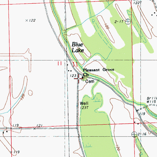 Topographic Map of Plesant Grove Church, MS