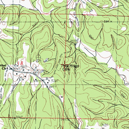 Topographic Map of Poa Ridge Cemetery, MS