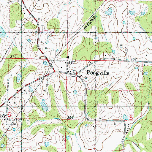 Topographic Map of Poagville, MS