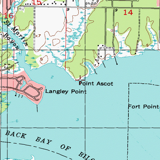 Topographic Map of Point Ascot, MS