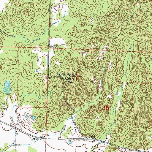 Topographic Map of Pole Pen Cemetery, MS