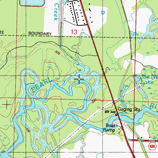 Topographic Map of Pollard Creek, MS
