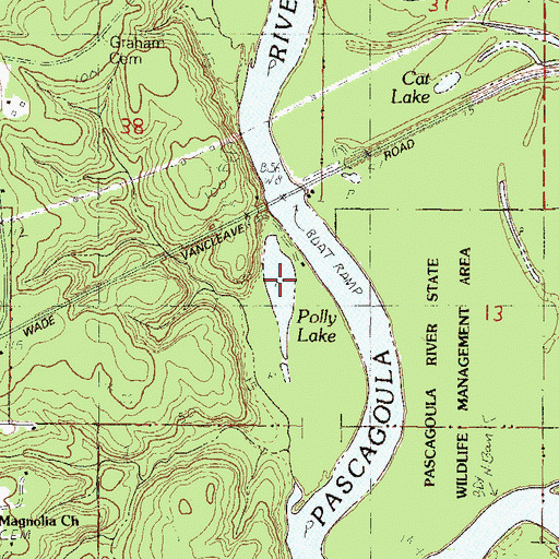 Topographic Map of Polly Lake, MS