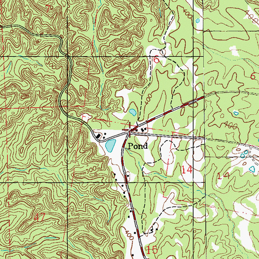 Topographic Map of Pond, MS