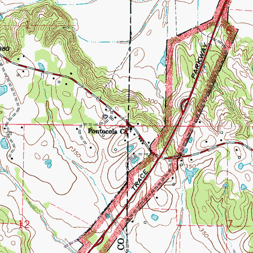 Topographic Map of Pontocola Church, MS