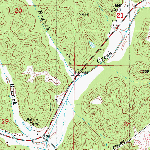 Topographic Map of Pool Branch, MS