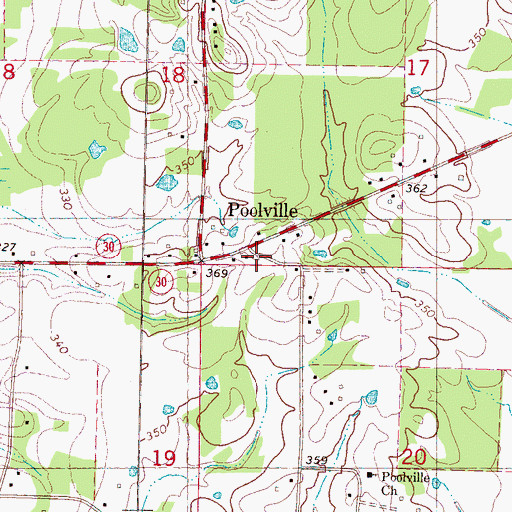 Topographic Map of Poolville, MS