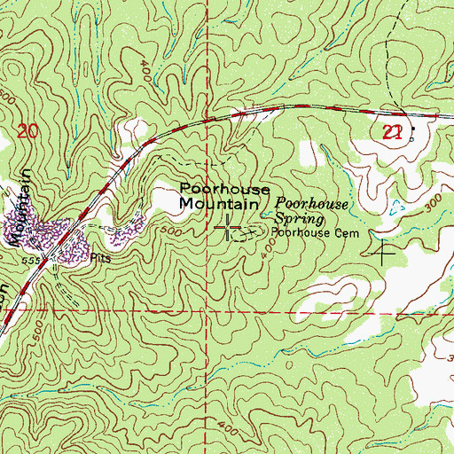 Topographic Map of Poorhouse Cemetery, MS