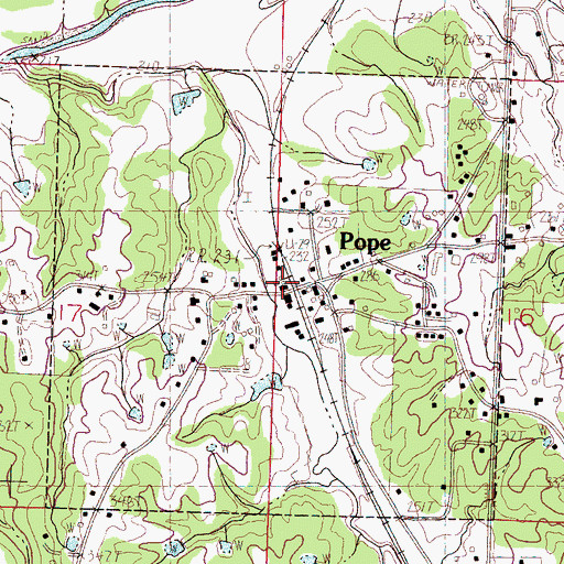 Topographic Map of Pope, MS