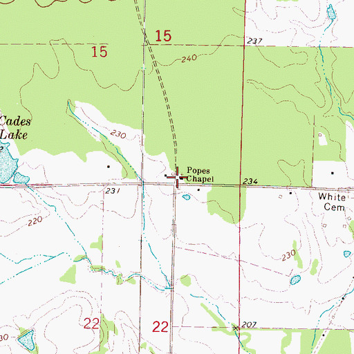 Topographic Map of Popes Chapel, MS