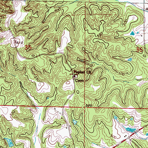 Topographic Map of Poplar Church, MS
