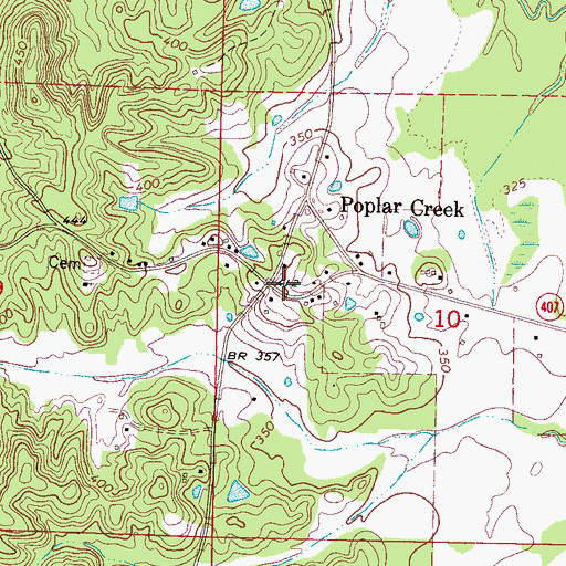 Topographic Map of Poplar Creek, MS
