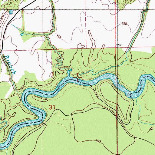 Topographic Map of Poplar Creek, MS