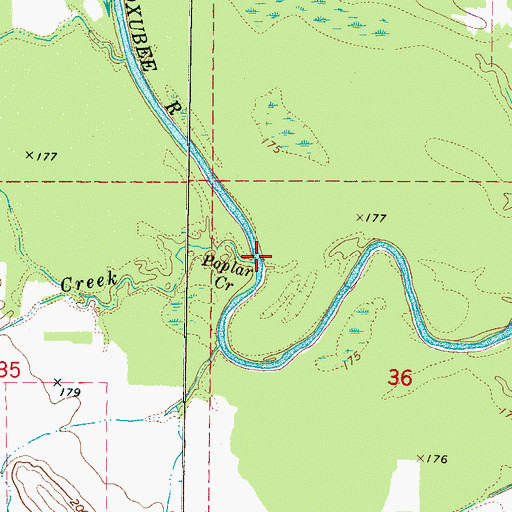 Topographic Map of Poplar Creek, MS
