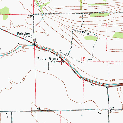 Topographic Map of Poplar Grove Cemetery, MS
