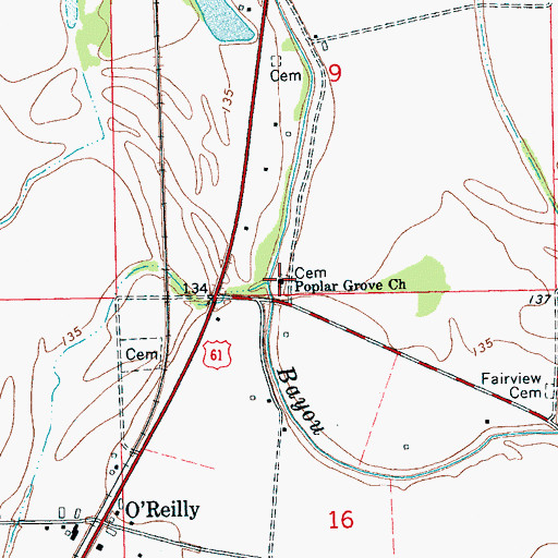 Topographic Map of Poplar Grove Church, MS