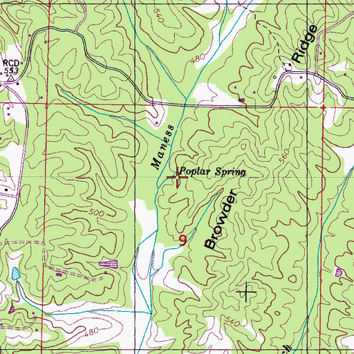 Topographic Map of Poplar Spring, MS