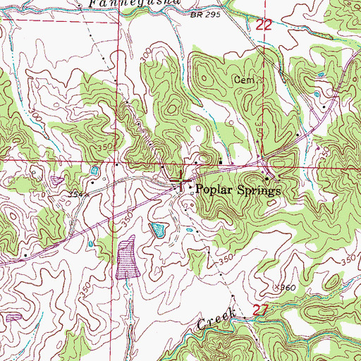 Topographic Map of Poplar Springs, MS