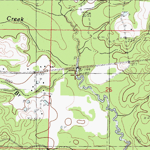Topographic Map of Poplar Springs Branch, MS