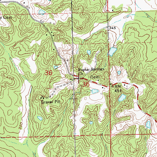 Topographic Map of Poplar Springs Church, MS