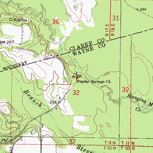 Topographic Map of Poplar Springs Church, MS