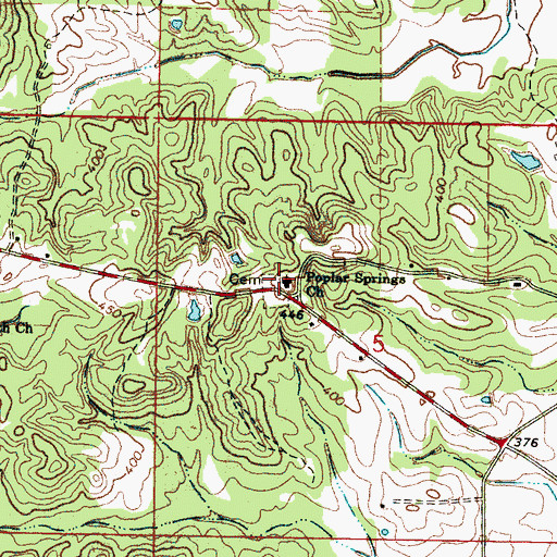 Topographic Map of Poplar Springs Church, MS