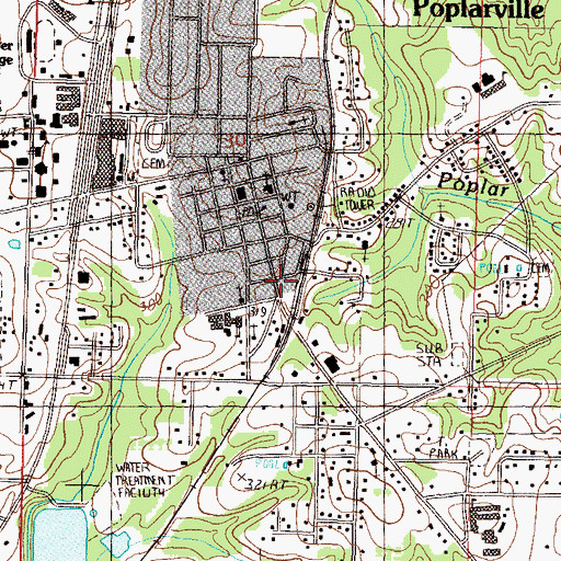 Topographic Map of Poplarville, MS