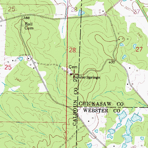 Topographic Map of Popular Springs Church, MS