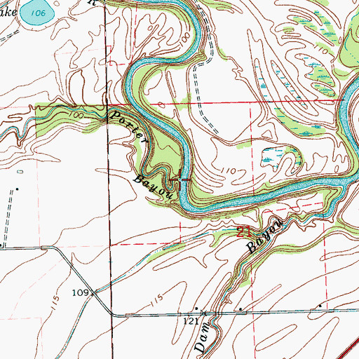 Topographic Map of Porter Bayou, MS