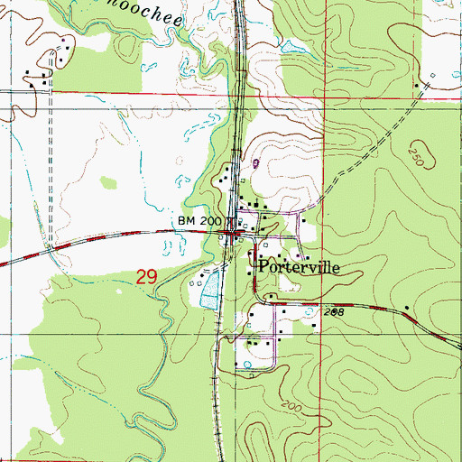 Topographic Map of Porterville, MS