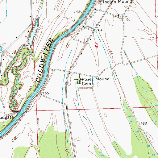 Topographic Map of Posey Mound Cemetery, MS