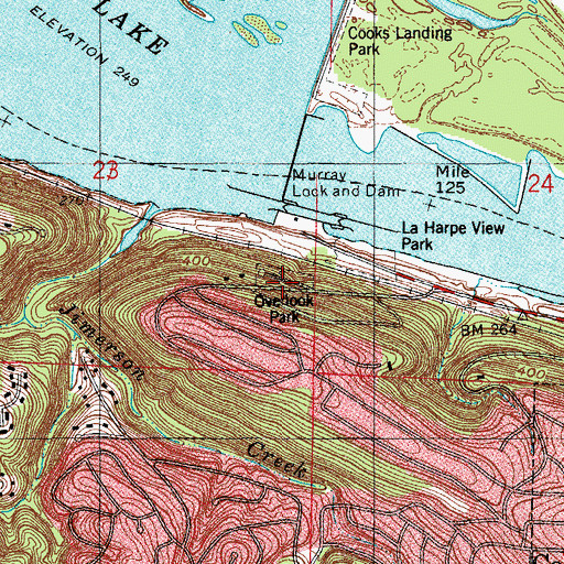 Topographic Map of Overlook Park, AR