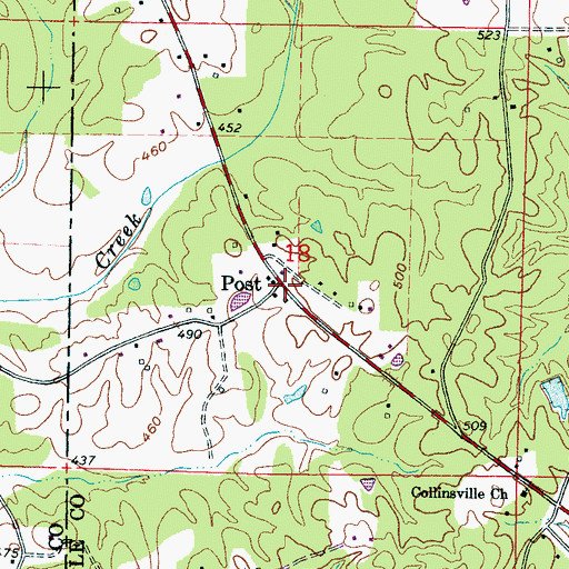 Topographic Map of Post, MS