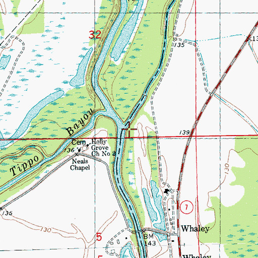 Topographic Map of Potacocowa Creek, MS