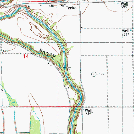 Topographic Map of Powell Bayou, MS