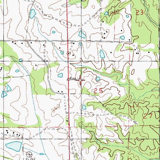 Topographic Map of Powell Cemetery, MS