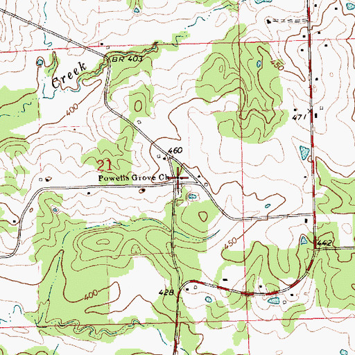 Topographic Map of Powells Grove Church, MS