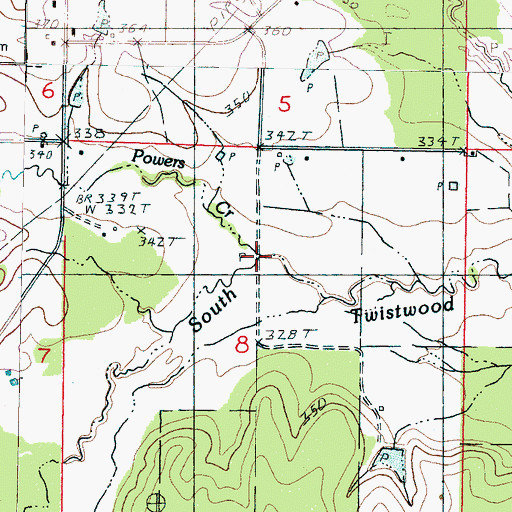 Topographic Map of Powers Creek, MS