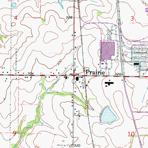Topographic Map of Prairie, MS