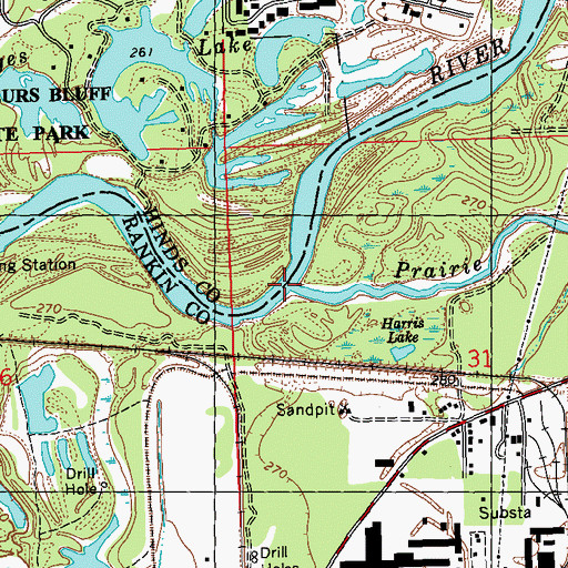 Topographic Map of Prairie Branch, MS