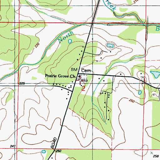 Topographic Map of Prairie Grove Church, MS