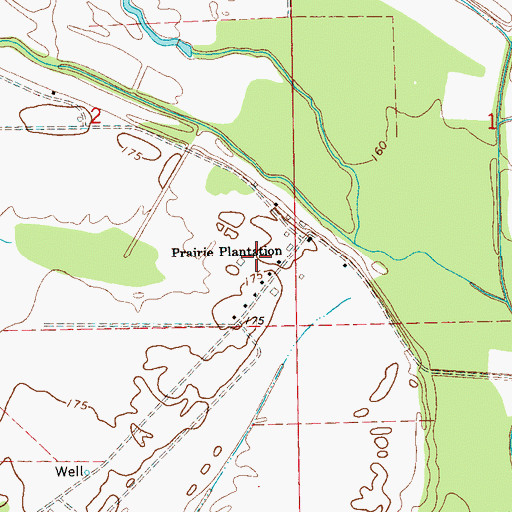 Topographic Map of Prairie Plantation, MS