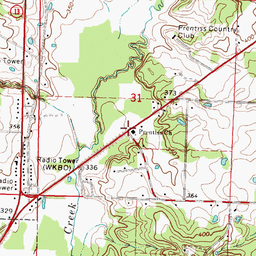 Topographic Map of Prentiss Church, MS