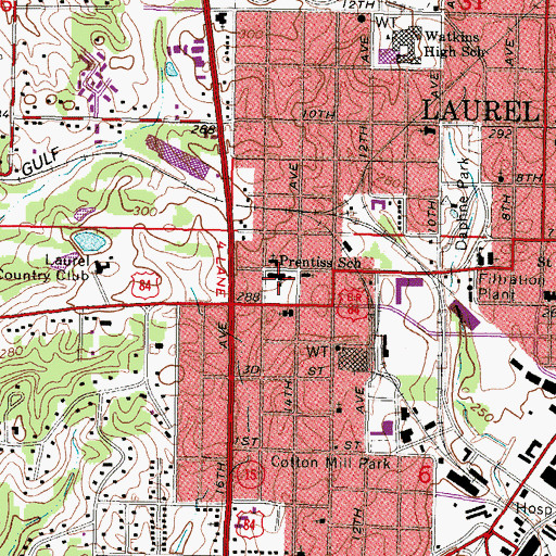 Topographic Map of Prentiss School, MS