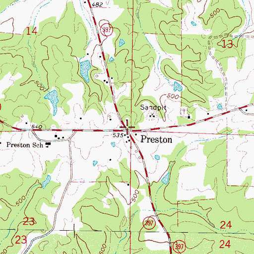 Topographic Map of Preston, MS