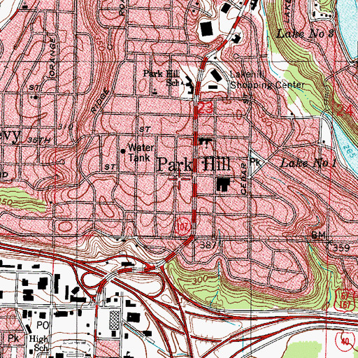 Topographic Map of Park Hill Shopping Center, AR